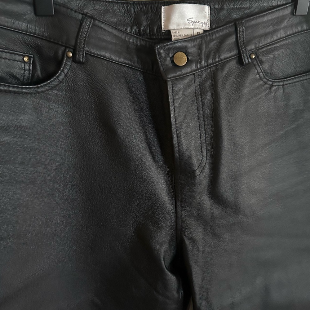 Spiegel Black Leather Bootcut Pants